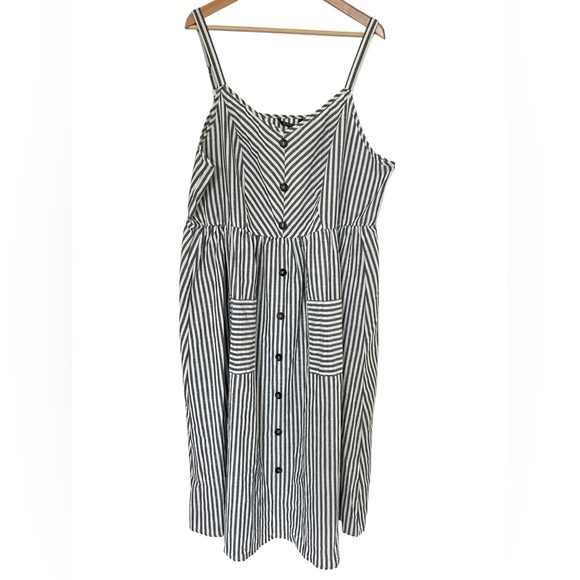 Bloomchic Size 18/20 Striped Adjustable Straps Beachy Sleeveless Midi Sundress - Picture 1 of 10